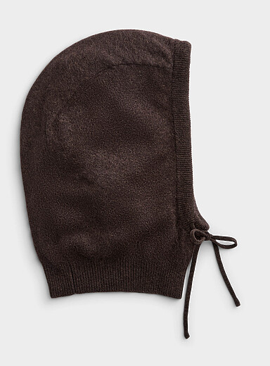 La cagoule &agrave; cordon pur cachemire bross&eacute;