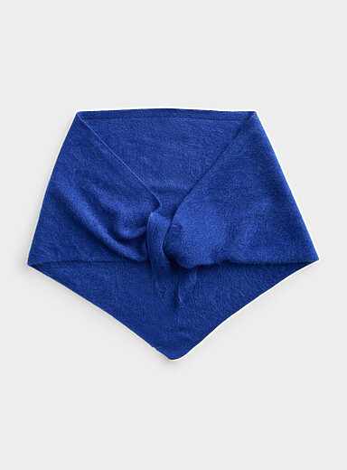 Lightweight brushed 100% cashmere triangular scarf