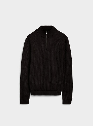 Le chandail col zipp&eacute; tricot relief