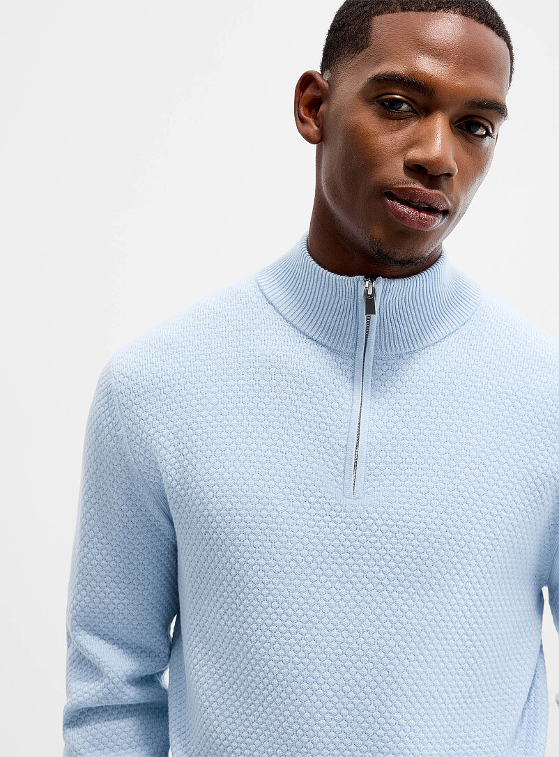 Zip-neck embossed knit sweater | Le 31 | Shop Men's Turtleneck