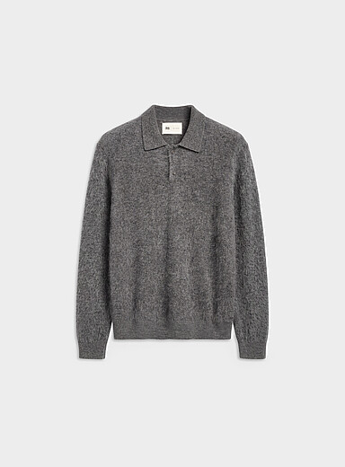 Le 31: Le polo pur cachemire bross&eacute; <b>Capsule Le 31 Studio</b> Charbon pour homme