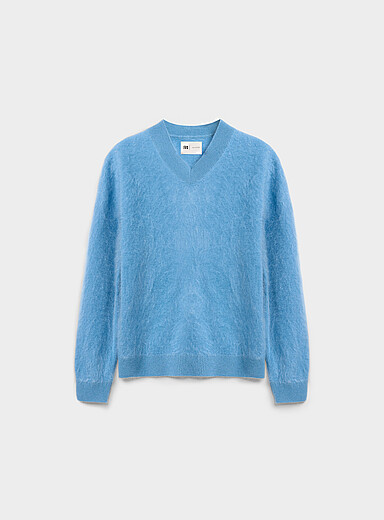 Le 31: Le chandail col V cachemire bross&eacute; <b>Capsule Le 31 Studio</b> Bleu p&acirc;le - Bleu ciel pour homme