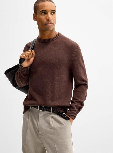 Le 31 Brown Recycled cotton sweater for men