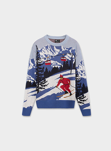 Le 31: Le chandail jacquard alpin Bleu &agrave; motifs pour homme