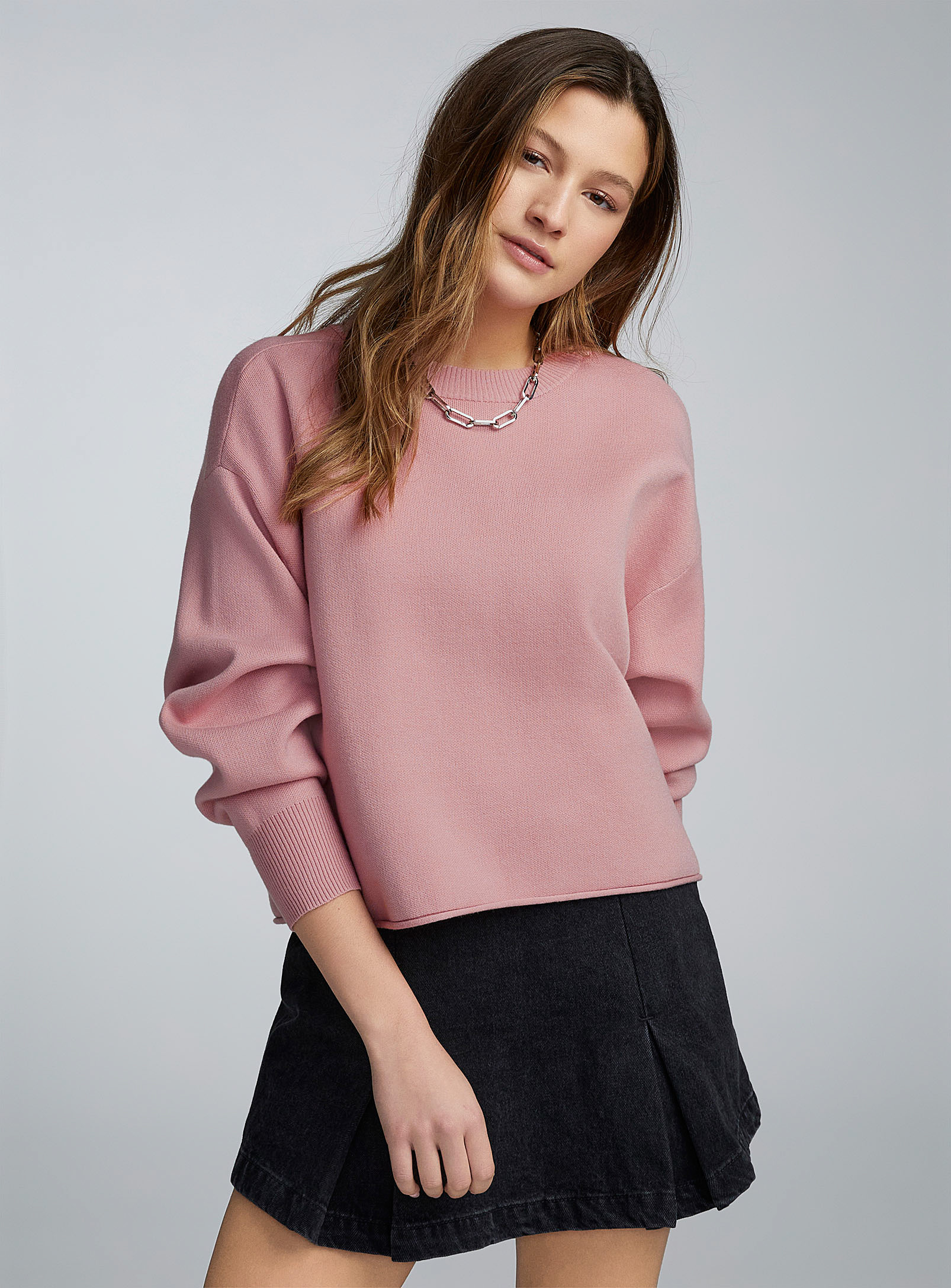 Twik Oversized Rolled-hem Sweater In Pink