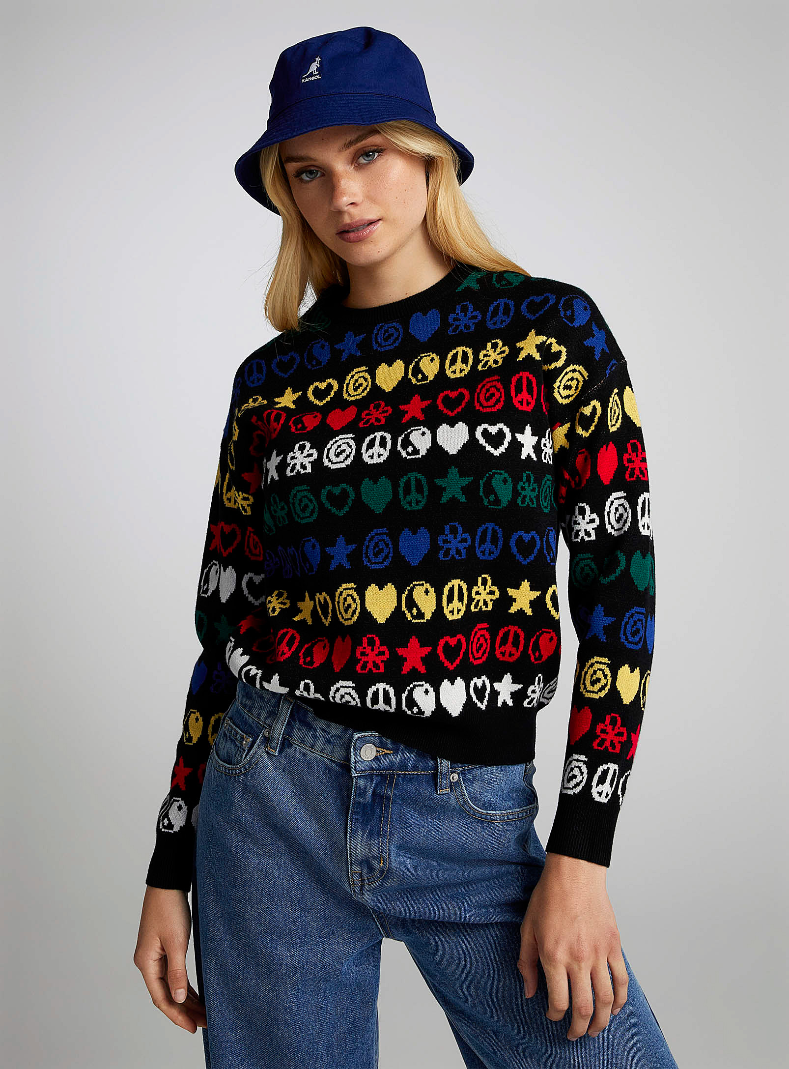 Twik Repeated Pattern Sweater In Patterned Black