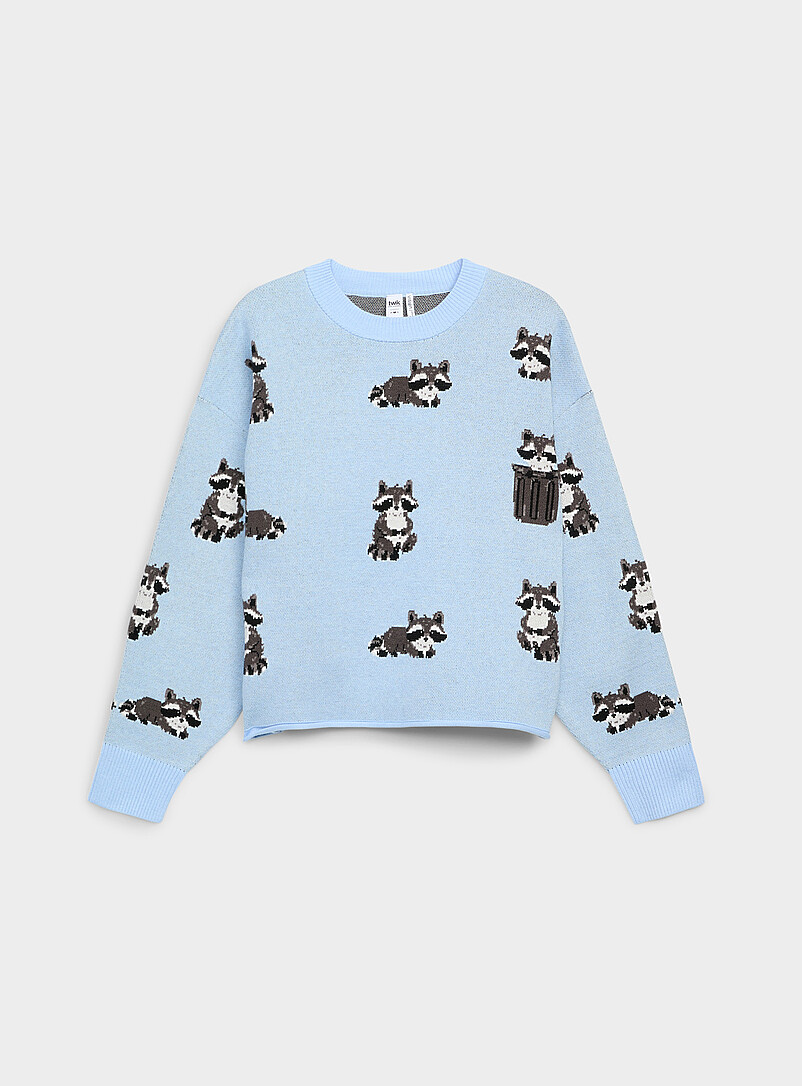 Patterned rolled hem sweater product image (primary)