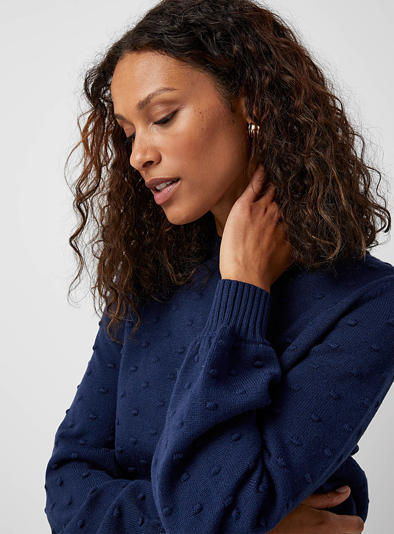 Puff-sleeve pompom sweater product image (primary)
