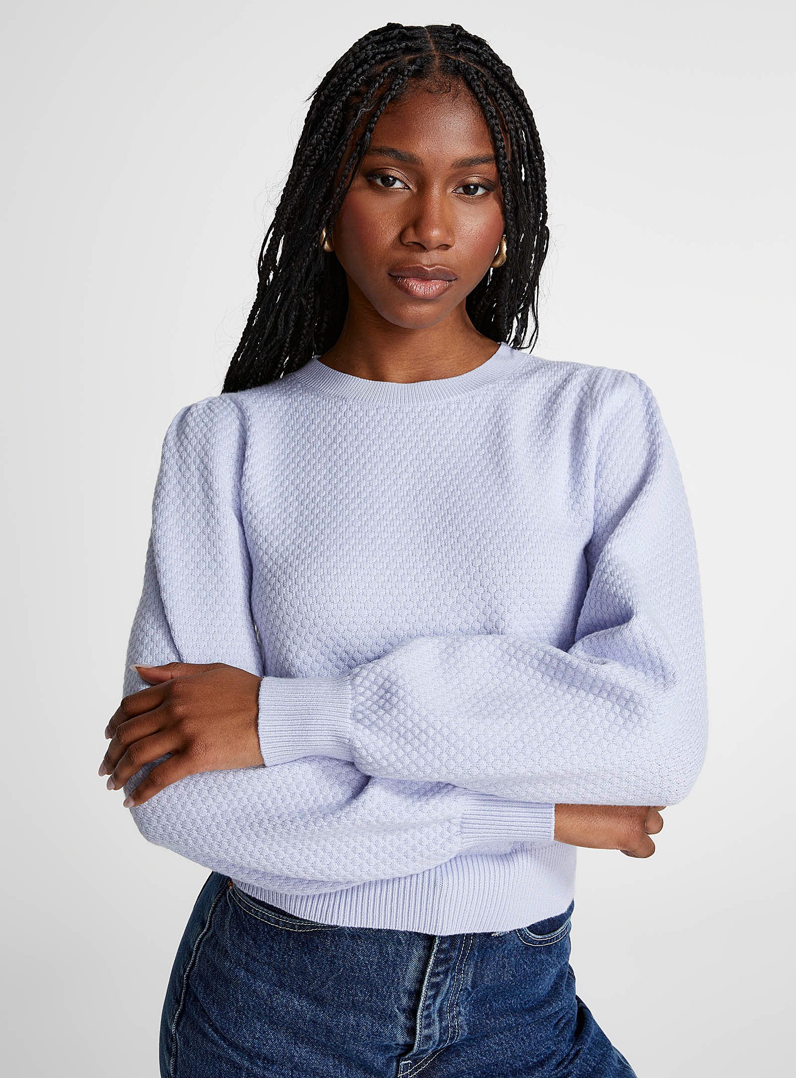 Icone Honeycomb Textured Sweater In Baby Blue