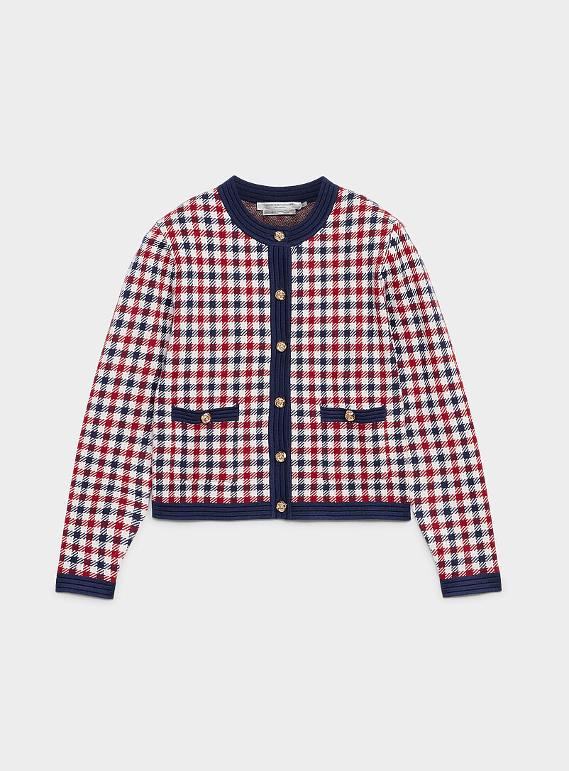 Metallic Buttons Jacquard Cardigan