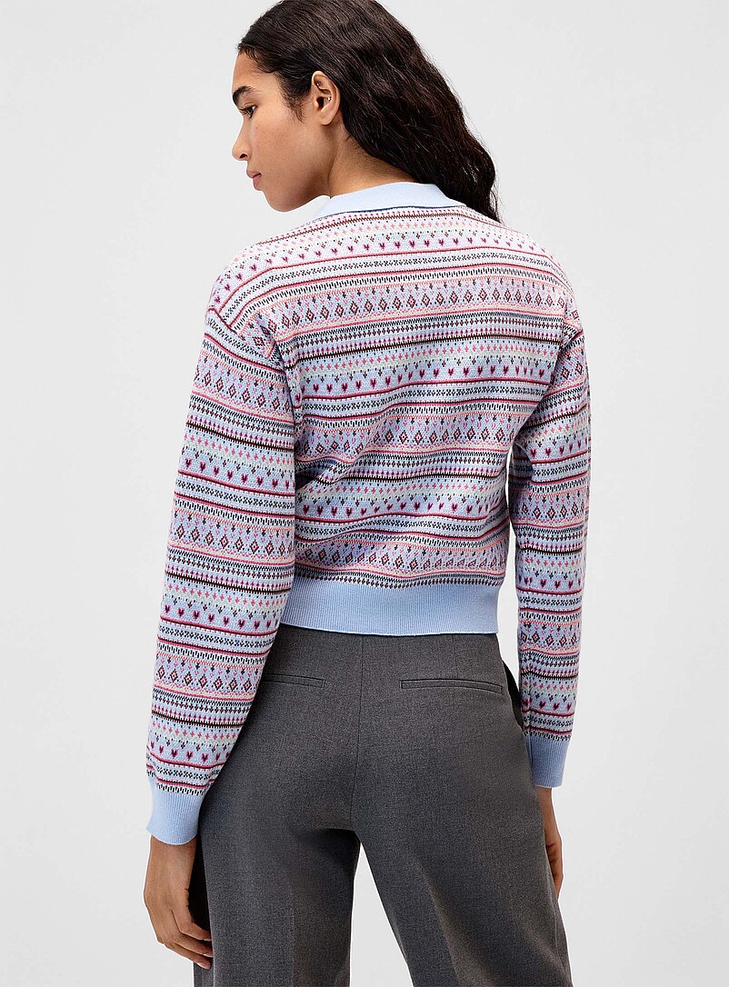 Colourful jacquard polo-collar sweater product image 2