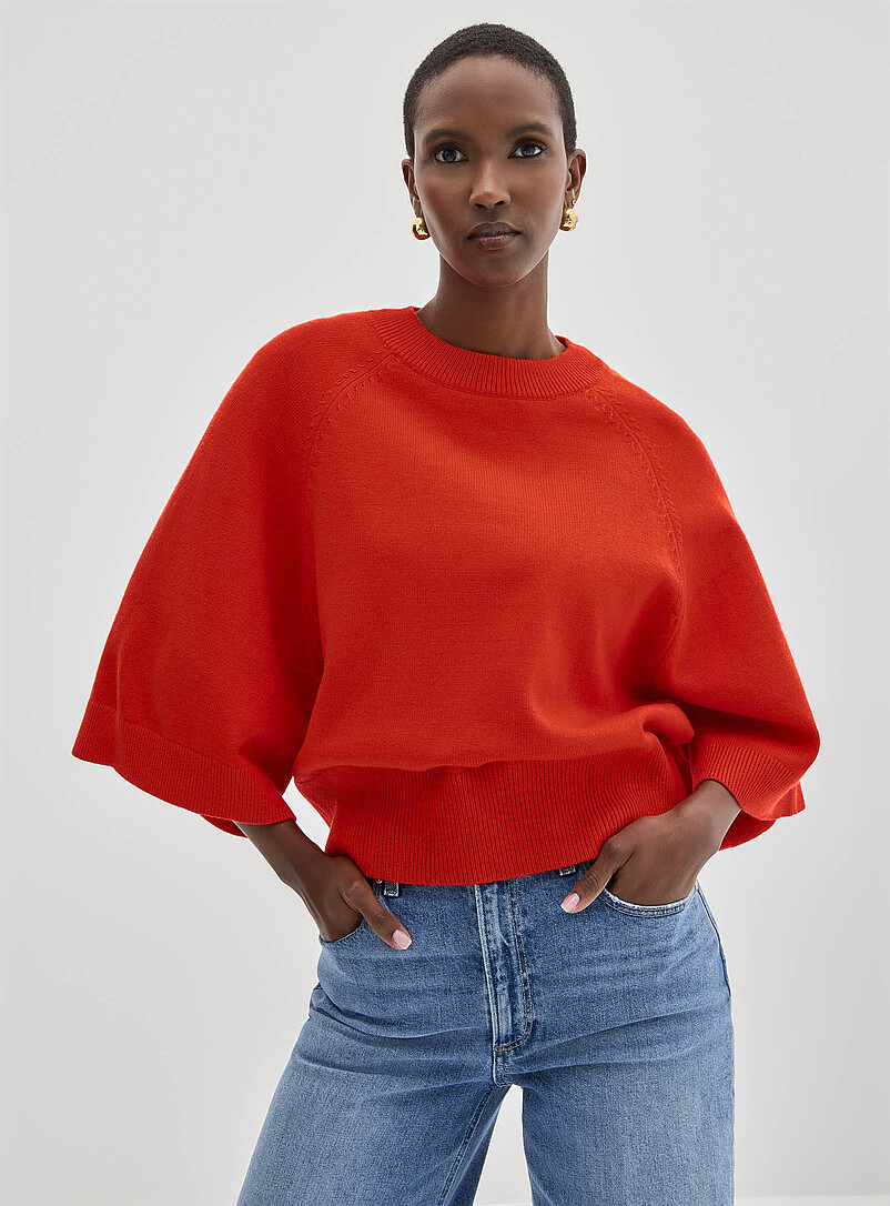 Boxy Bell-Sleeve Raglan Sweater