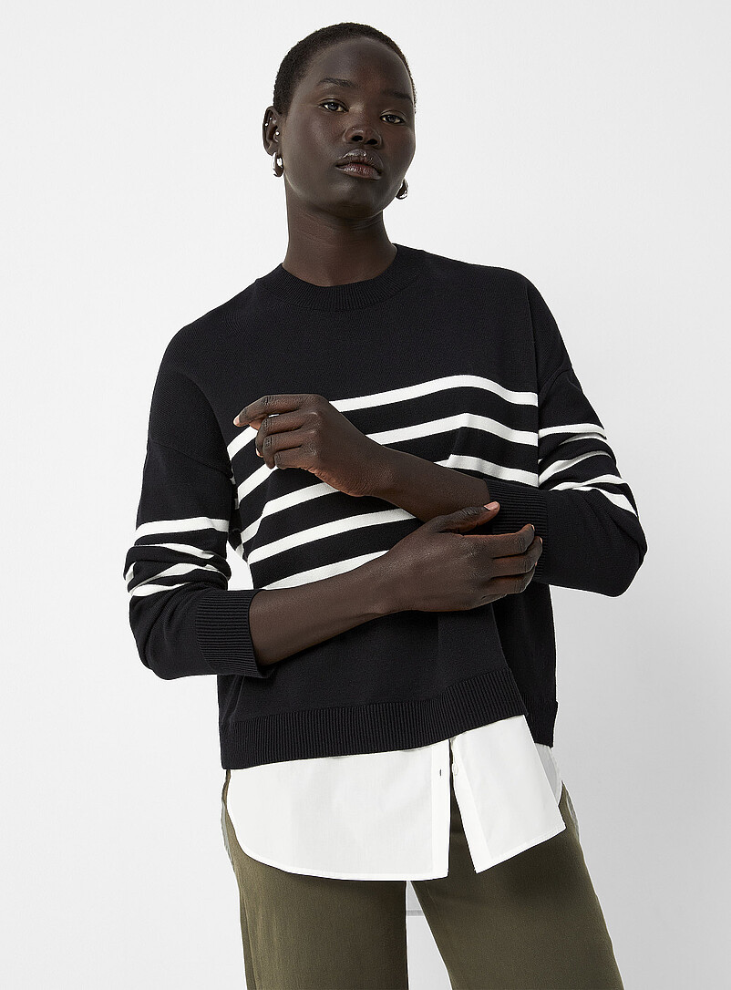 Poplin insert loose sweater product image (primary)