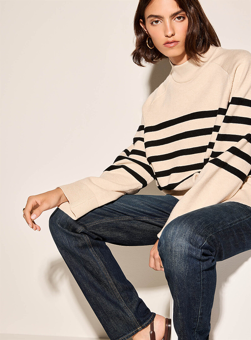 Textured stripes ultra-soft mock-neck sweater product image 2