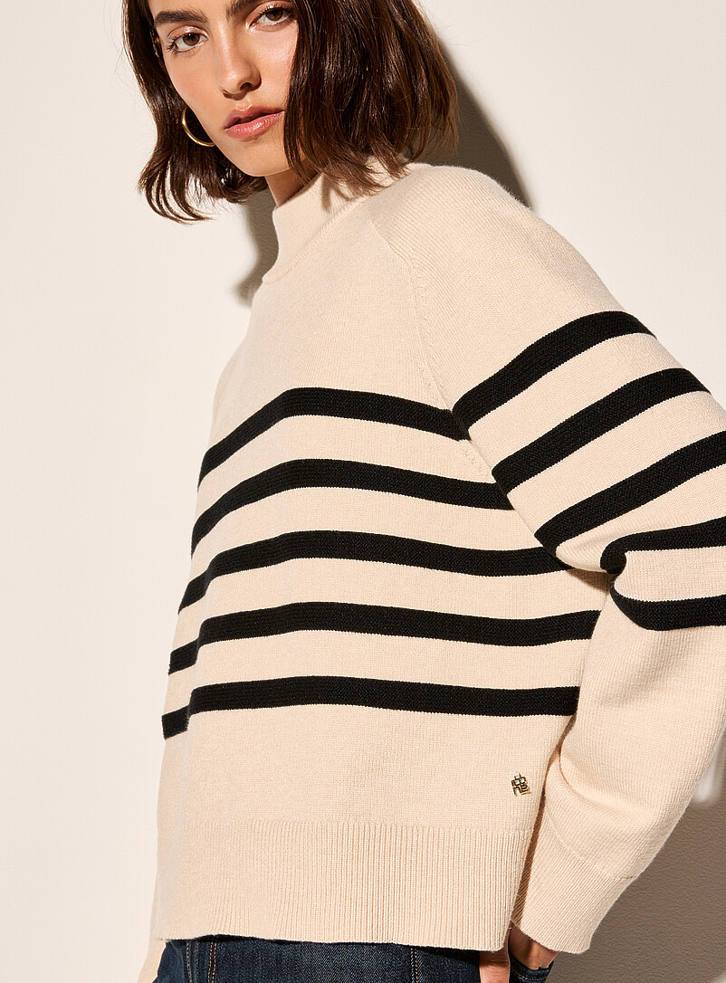 Textured stripes ultra-soft mock-neck sweater product image 3