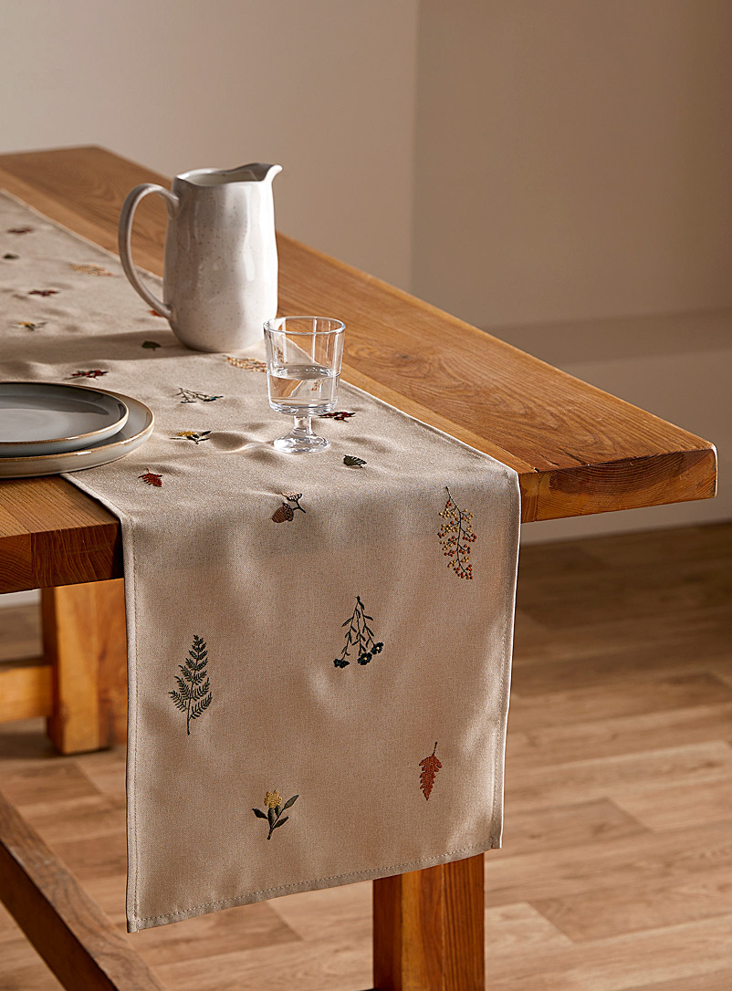 Simons Maison Patterned Ecru Embroidered wildflower table runner See available sizes