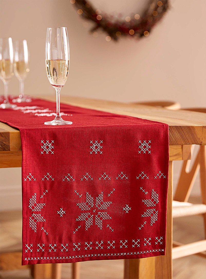 Simons Maison Patterned Red Holiday classic table runner 3 sizes available