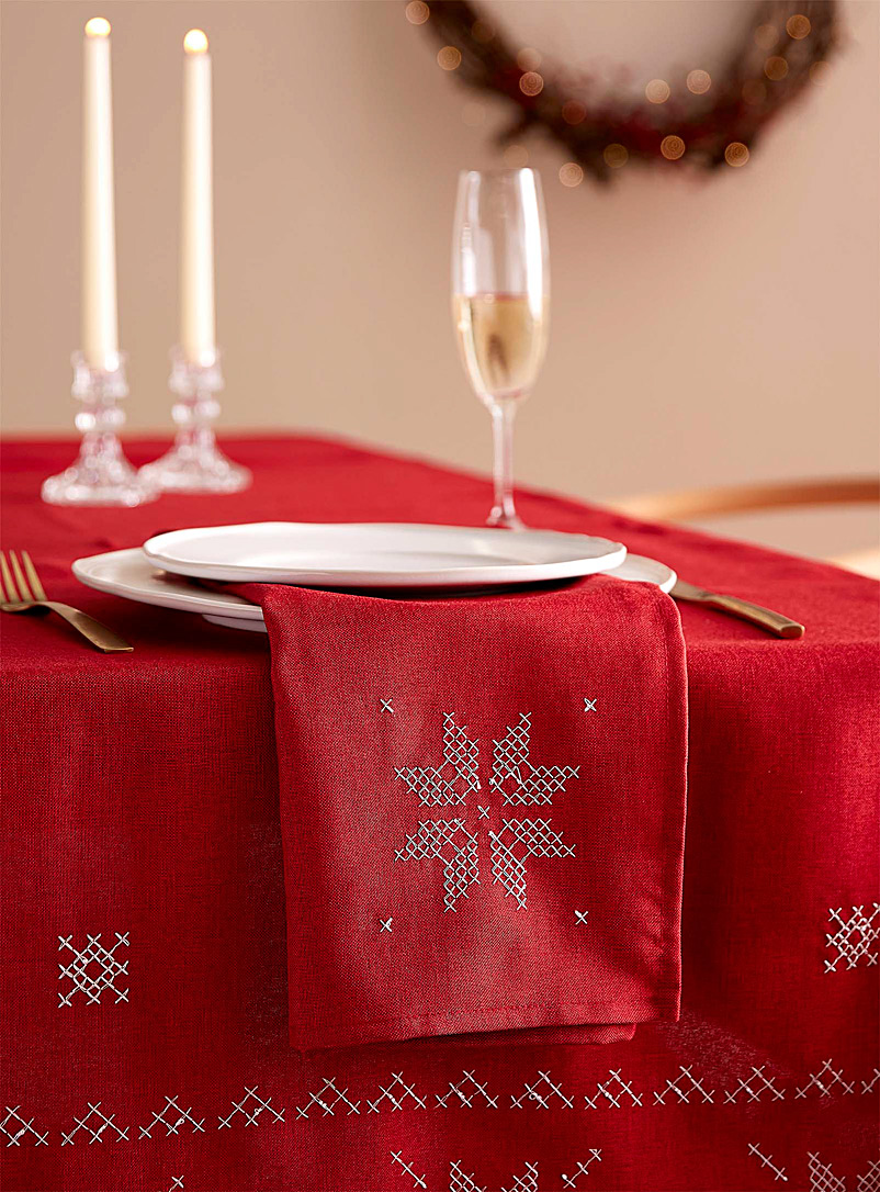 Simons Maison: La serviette de table classique des fêtes Rouge à motifs