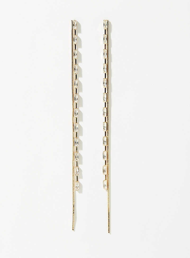 Simons Assorted Long chain and rectangular crystal earrings for women