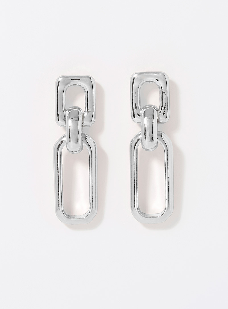 Simons Silver Metallic link earrings for women