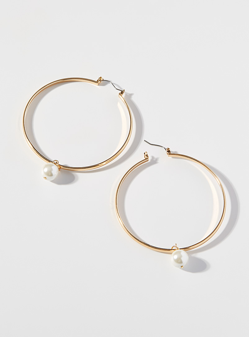 Simons Silver Pearly oversized hoops for women