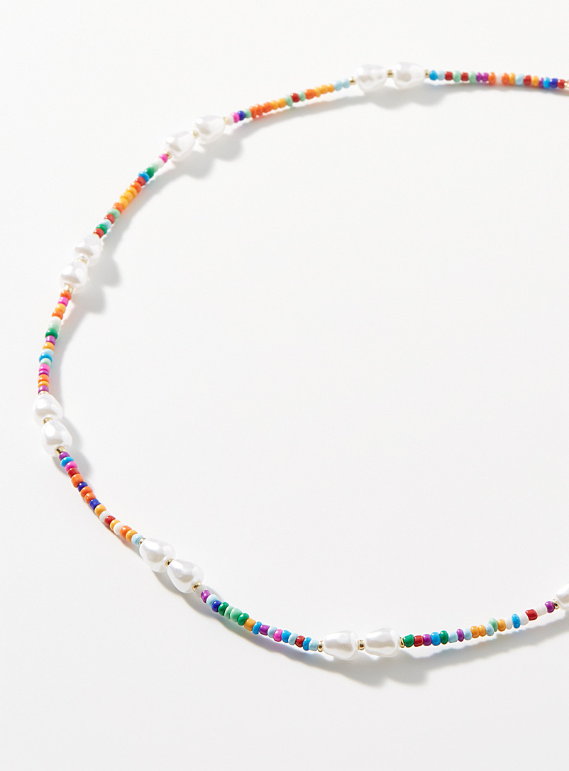 Simons Assorted Pearl and multi-coloured bead necklace for women