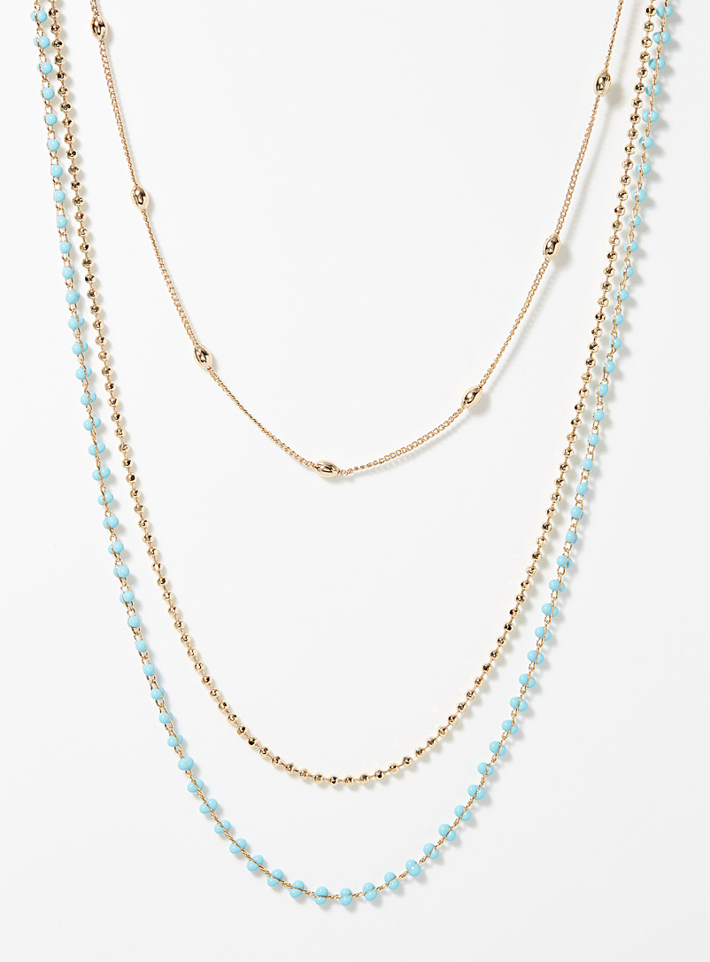 Simons Blue Blue bead shimmery chains Set of 3 for women