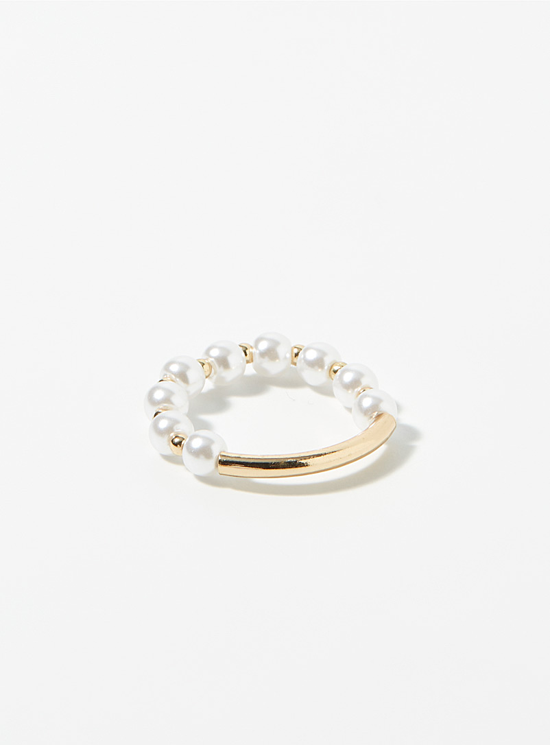 Simons White Gold and mother-of-pearl ring for women