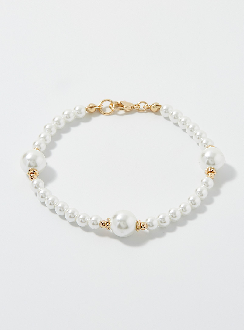 Simons White Iridescent pearl bracelet for women