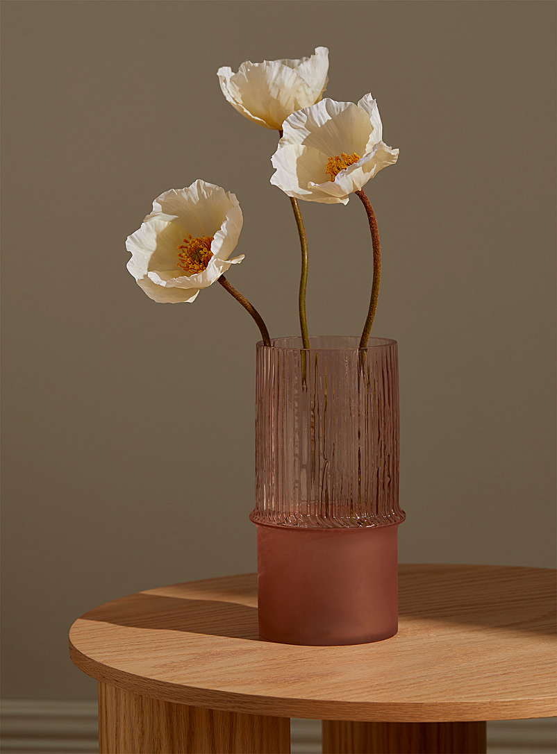 Torre & Tagus Dusky Pink Grooved frosted vase