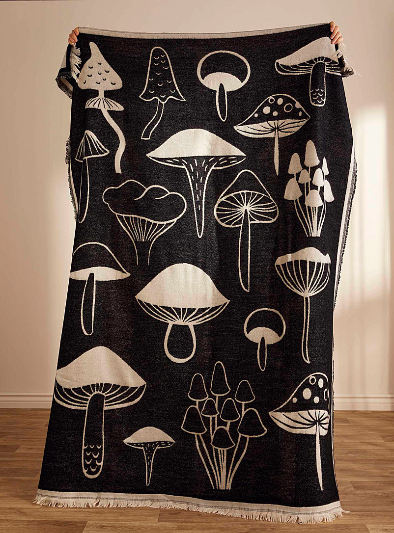 Simons Maison: Le jeté champignons noir et blanc 130 x 170 cm Blanc et noir