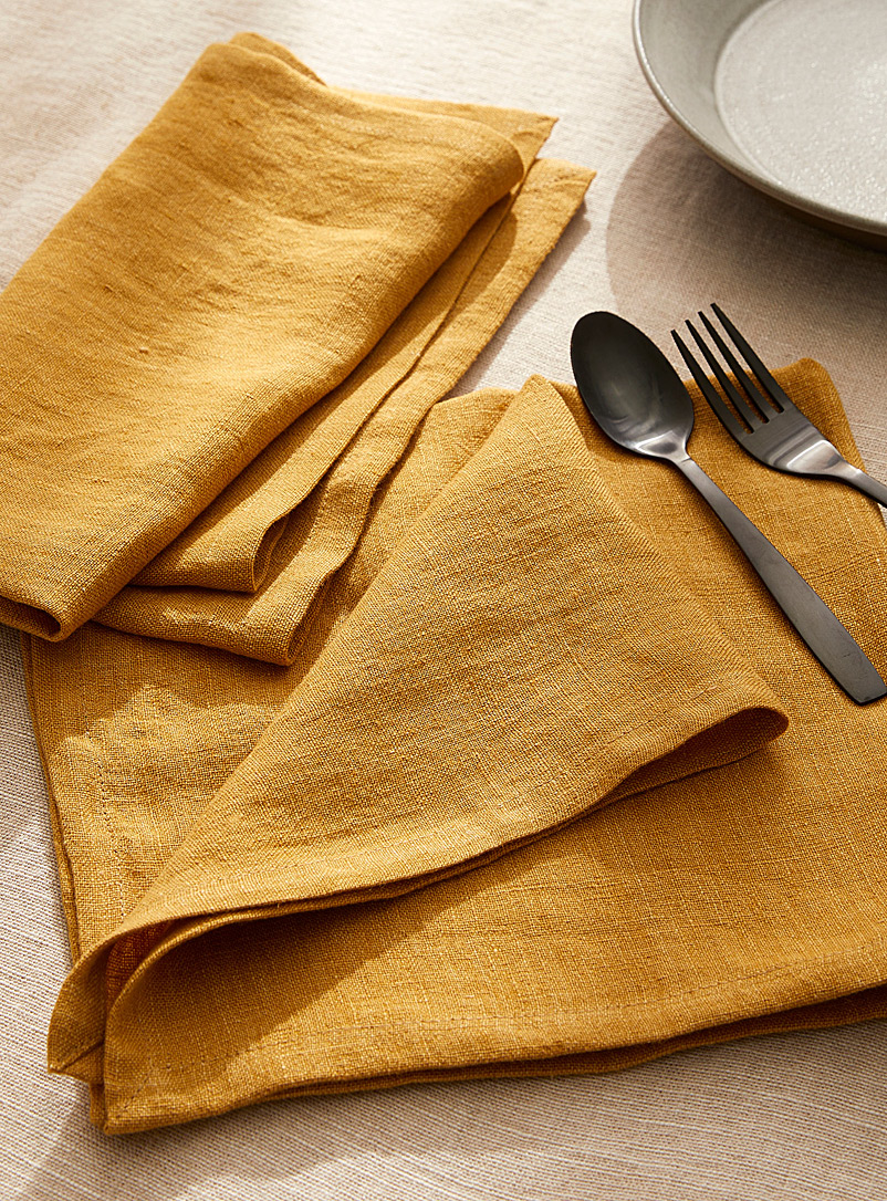 Simons Maison Dark Yellow Ochre pure linen napkins Set of 2