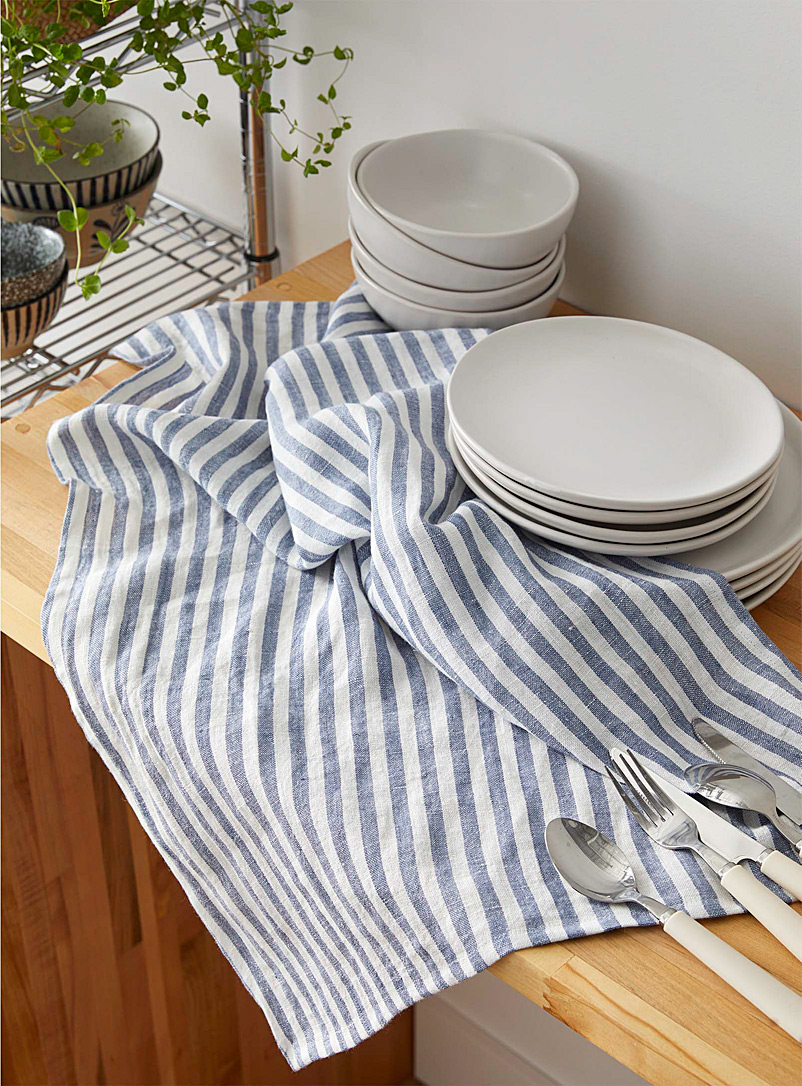 Simons Maison Patterned Blue Nautical stripes tea towel