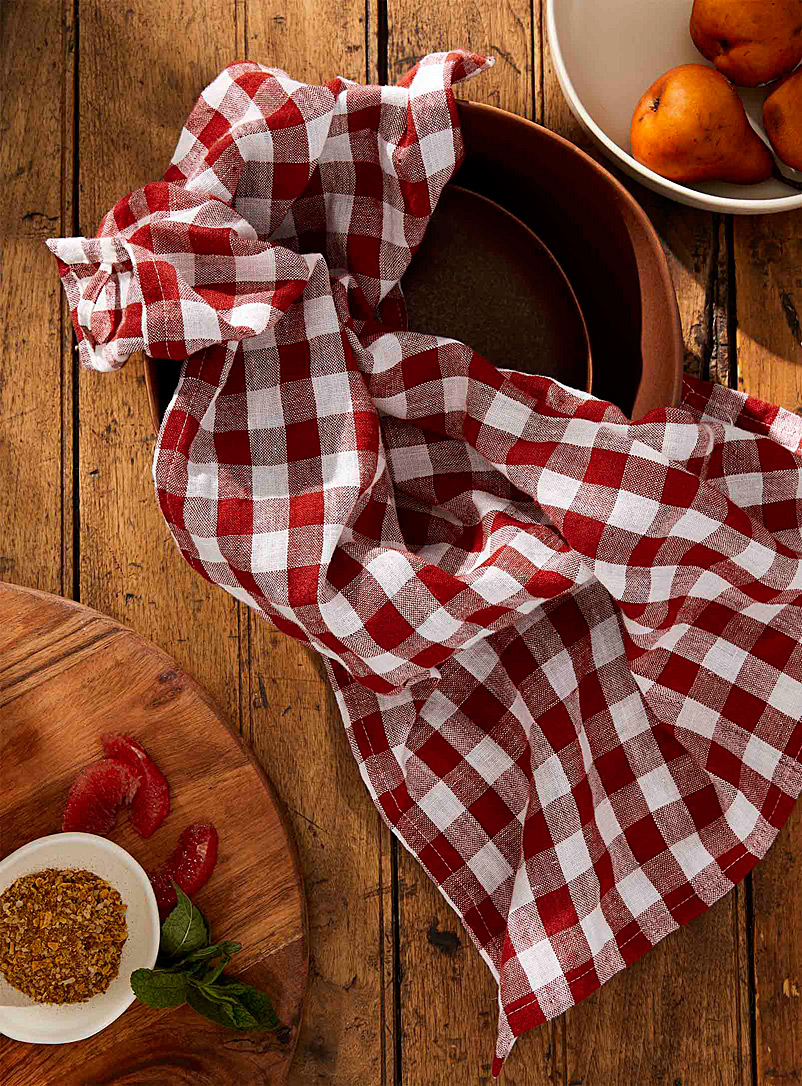 Simons Maison: Le linge à vaisselle carreaux vichy rouges Rouge à motifs