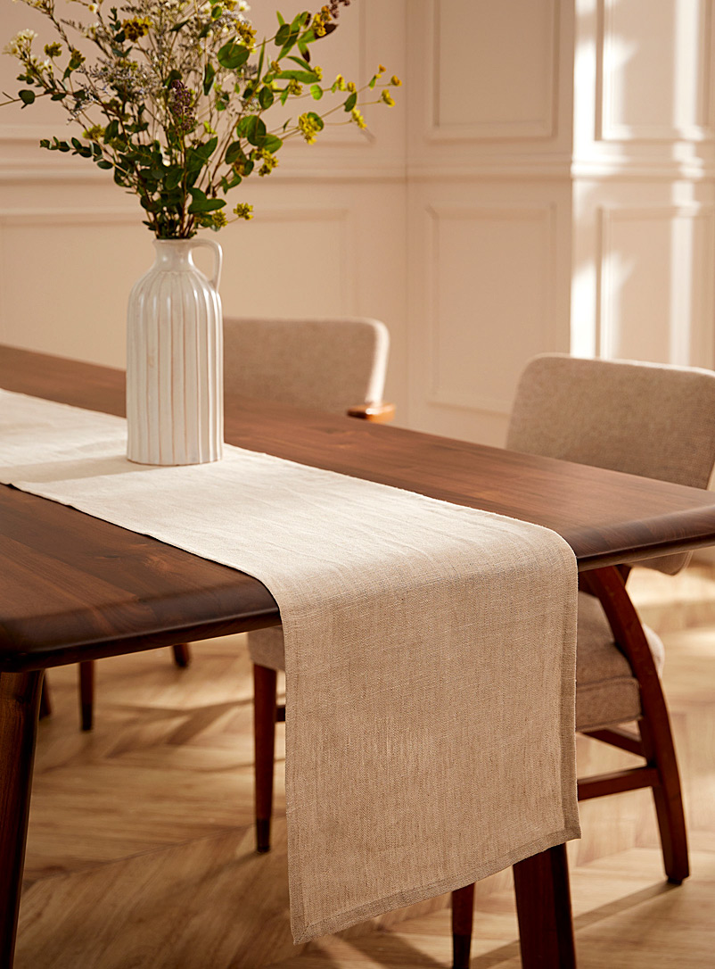 Beige pure linen table runner See available sizes