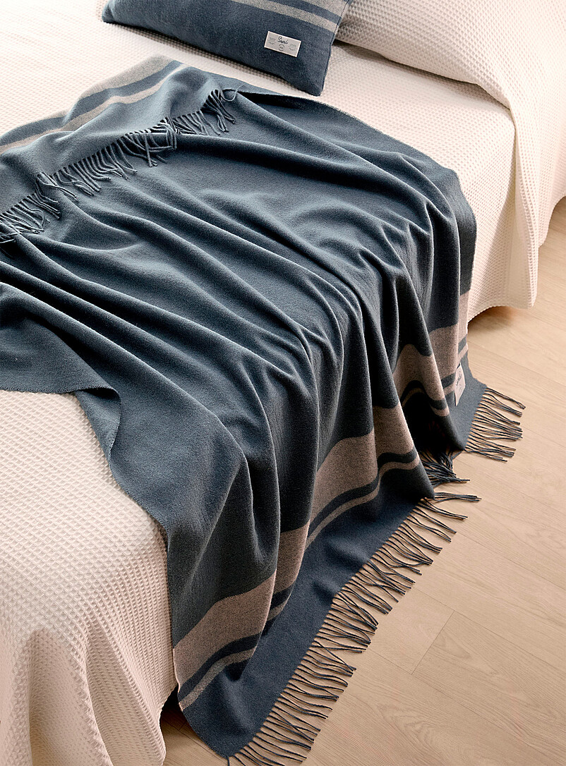 Pure Wool Striped Throw 130 X 170 Cm