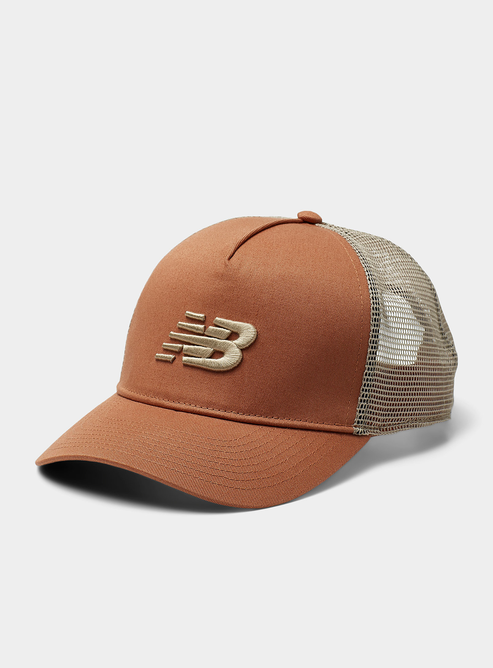 New Balance Embroidered Logo Trucker Cap In Brown