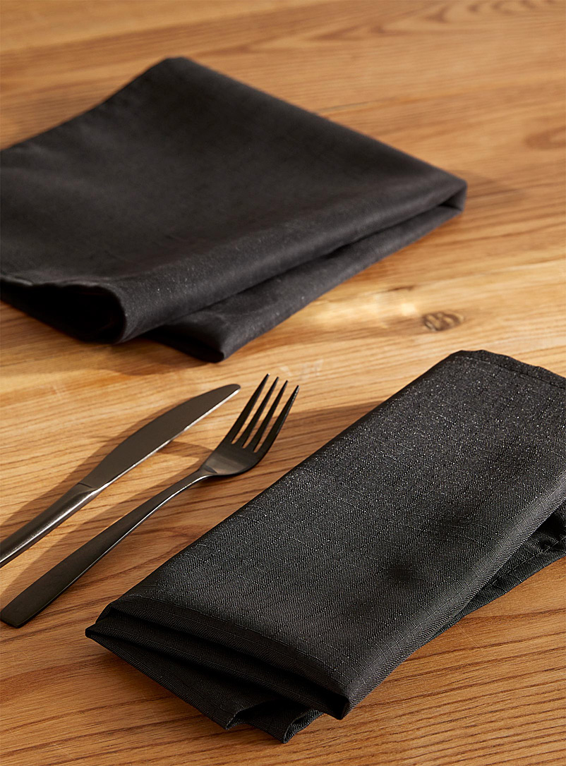 Simons Maison: Les serviettes de table polyester recyclé noires Ensemble de 2 Noir