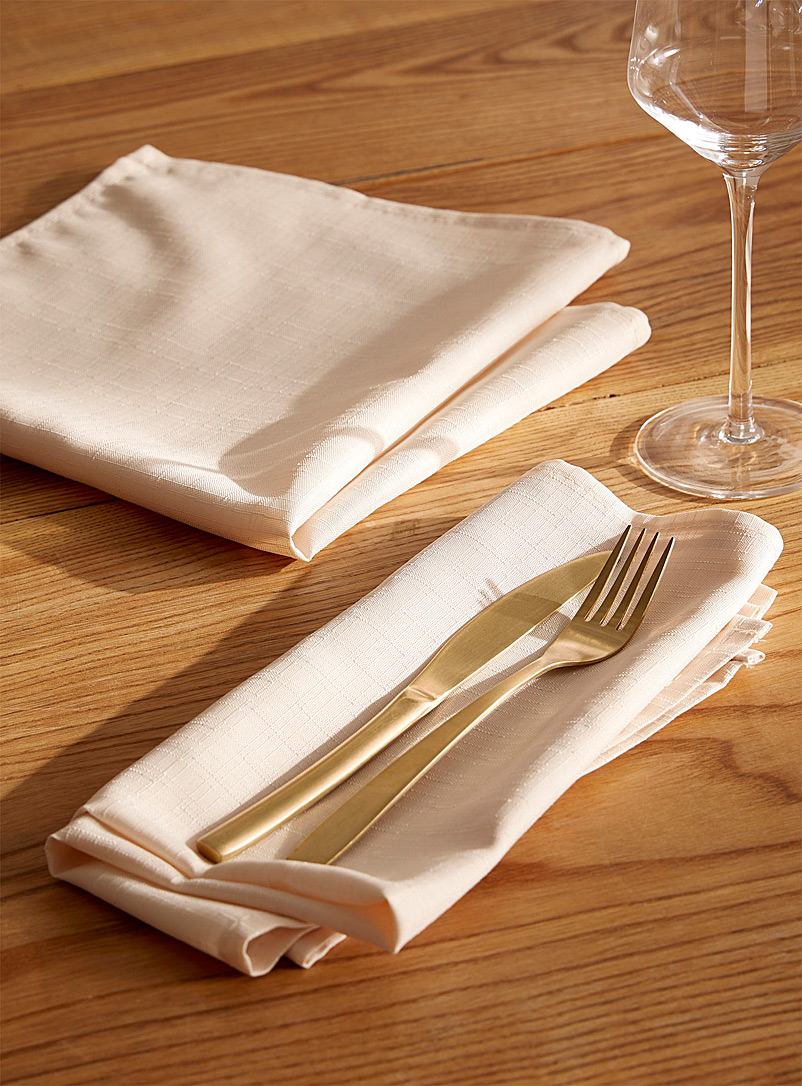 Simons Maison: Les serviettes de table polyester recyclé crème Ensemble de 2 Ivoire blanc os