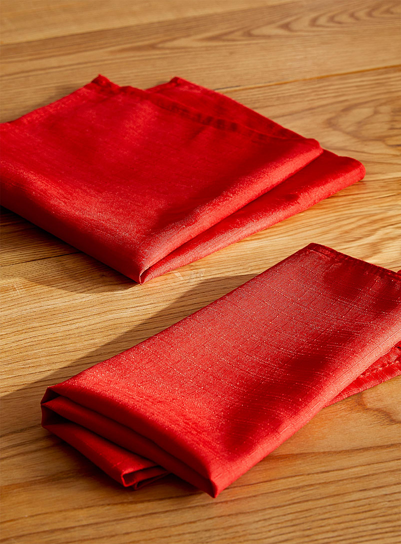 Simons Maison: Les serviettes de table polyester recyclé rouge passion Ensemble de 2 Rouge