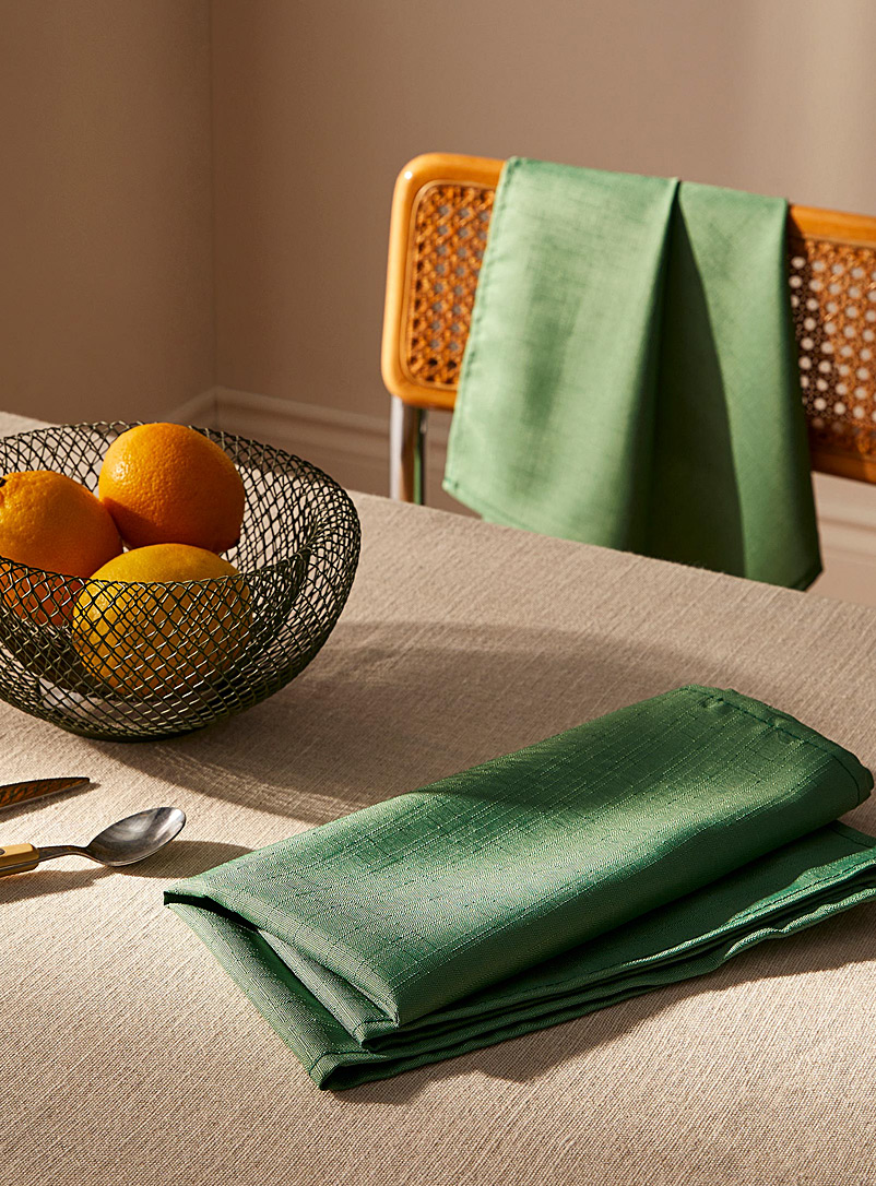 Simons Maison: Les serviettes de table polyester recyclé vert persil Ensemble de 2 Vert