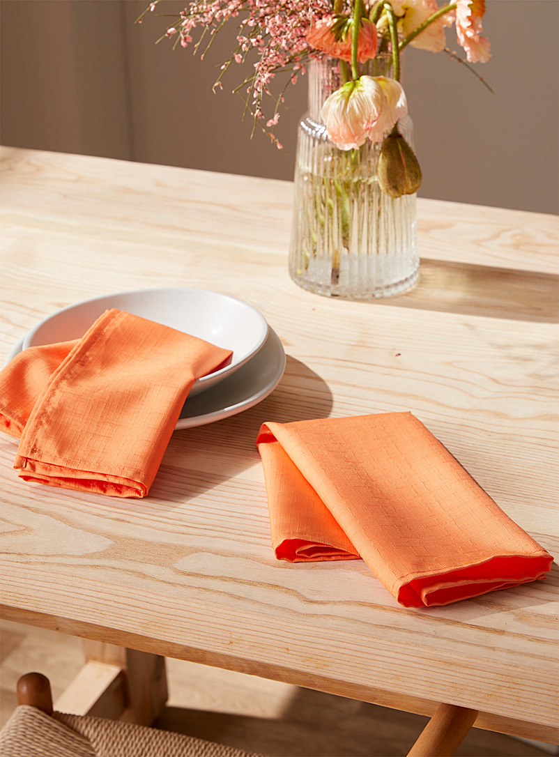 Simons Maison: Les serviettes de table polyester recyclé orange tropical Ensemble de 2 Pêche