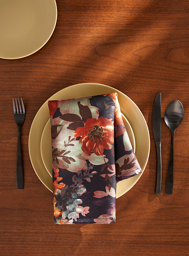 Simons Maison: La serviette de table polyester recyclé fleurs opulentes Assorti