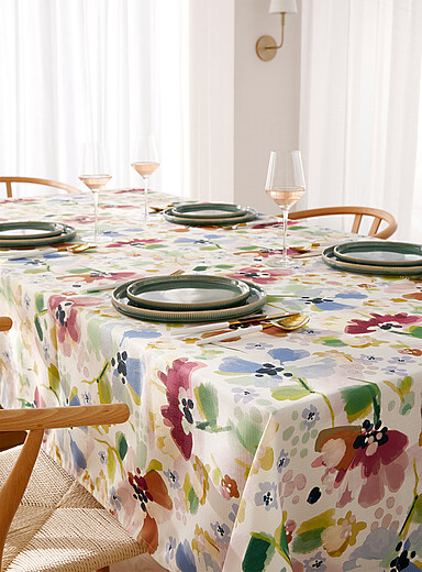 Simons Maison: La nappe fleurs aquarelle &Eacute;cru &agrave; motifs