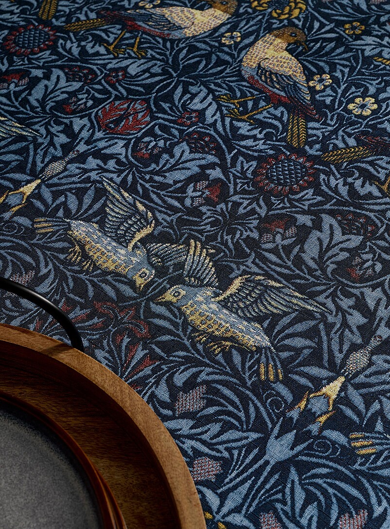 Simons Maison: La nappe bleue tapisserie oiseaux Assorti