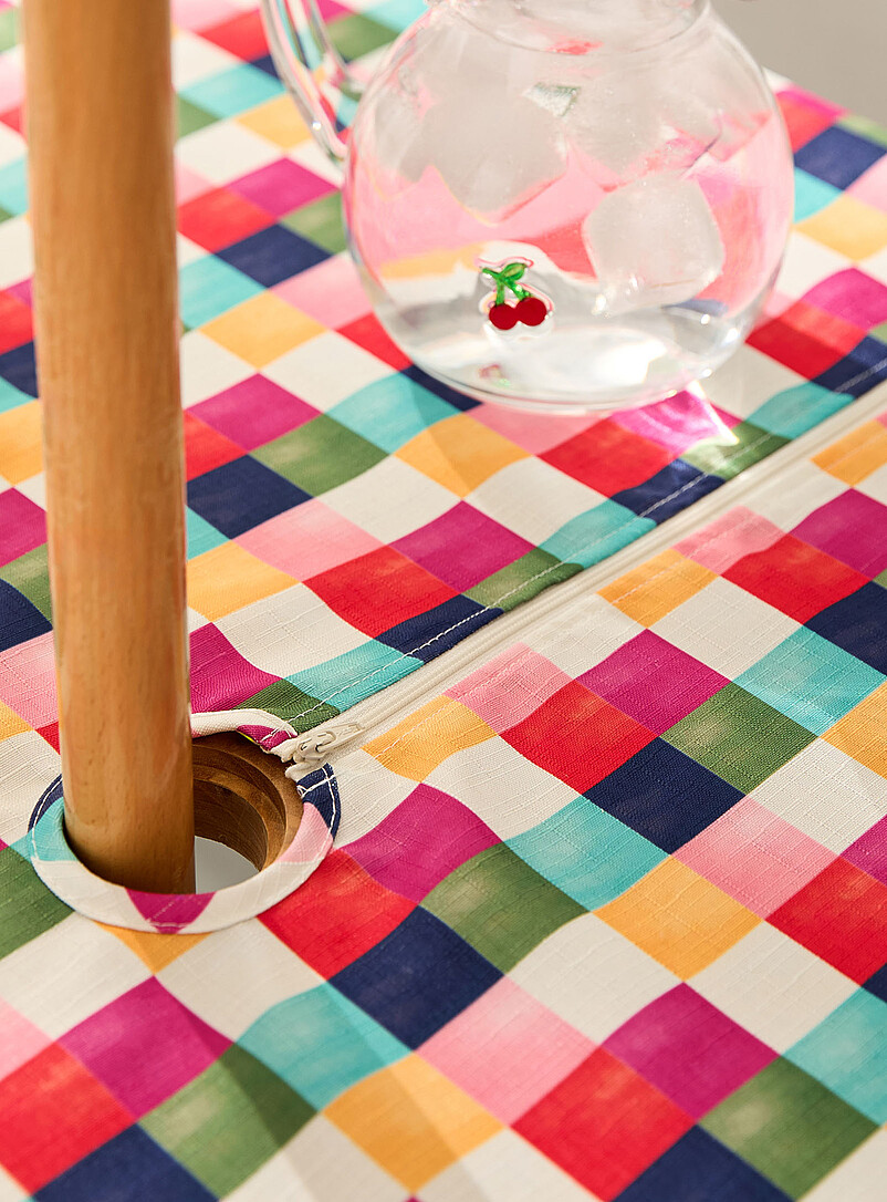 Simons Maison Multicoloured Tiles Multicoloured checkerboard umbrella tablecloth