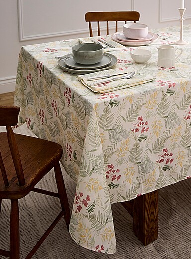 Simons Maison Patterned Cream Soothing leaves and flowers tablecloth