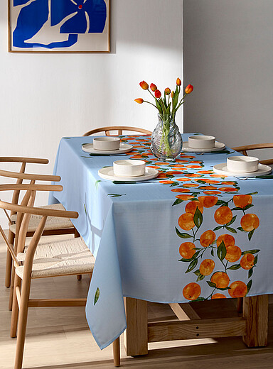 Simons Maison Patterned blue Fresh oranges tablecloth