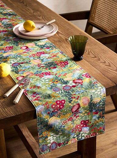 Le chemin de table jardin abstrait 33 x 180 cm
