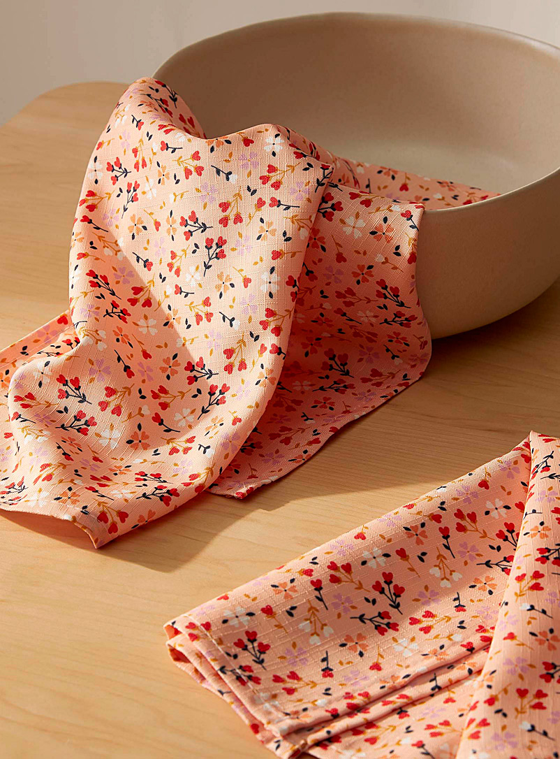 Simons Maison: Les serviettes de table polyester recyclé champ d'amour Ensemble de 2 Assorti